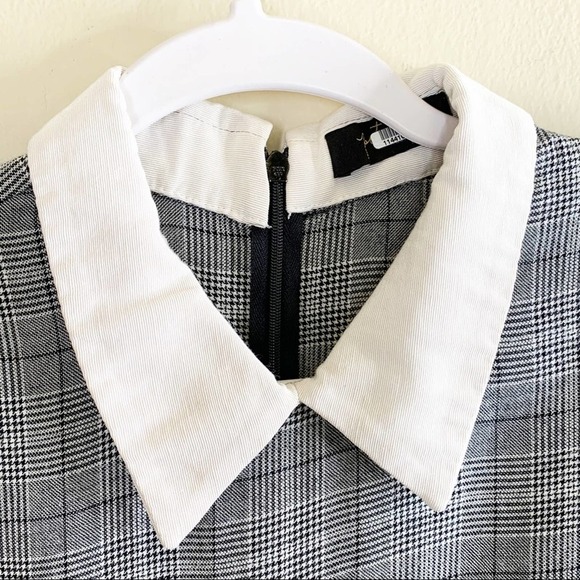 Petersyn Grey Plaid Collared Long Sleeve Ruffle Carter Dress Size L - Picture 4 of 11